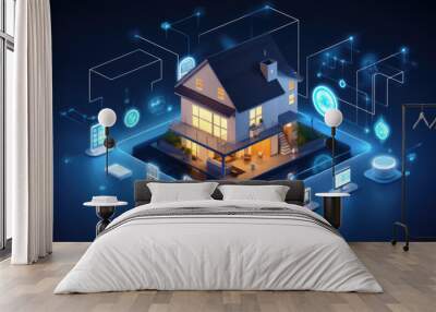 Internet of thing IOT concept modern smart house integration . Generative ai Wall mural