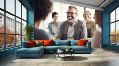 Professional therapist conducting a group session, showing genuine compassion and emphasizing the importance of mental health and counseling Wall mural