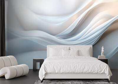 Soft waving abstract background in white and grey colors Wall mural