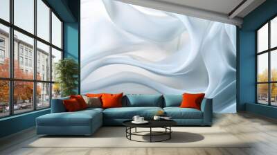 Soft waving abstract background in white and grey colors Wall mural