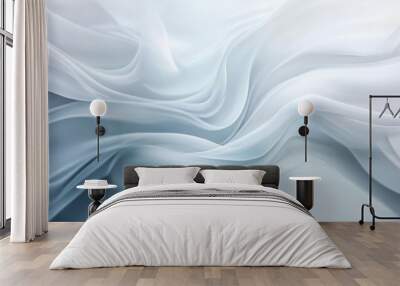 Soft waving smoke lined abstract background in white and grey colors Wall mural