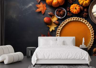 Traditional american homemade pumpkin pie Wall mural