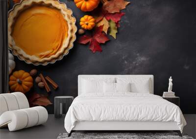 Traditional american homemade pumpkin pie Wall mural