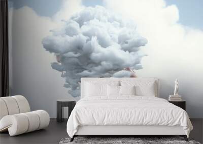 Young woman with clouds over her head, concept of mental health, depression, emotions. Wall mural