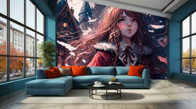 Beautiful young girl cosplay, atmospheric wallpaper, in high quality, anime manga style Wall mural