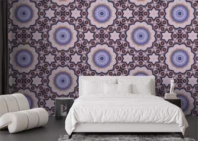 Bright hexagonal seamless pattern with flowers Wall mural