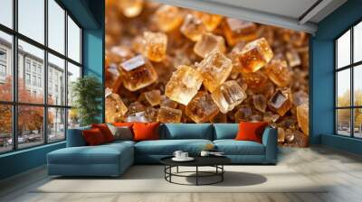 brown rock sugar grain pile macro closeup Wall mural