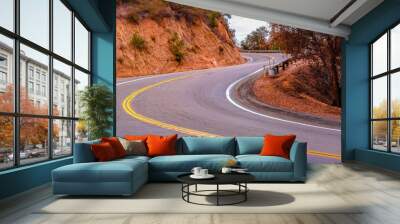 Curving road on a hill in Fallbrook California Wall mural