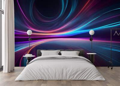 Generative AI, generative and AI background with wavy lines offers a whimsical and organic feel to any artwork. Its abstract and surreal nature can evoke various emotions and offer a memorable effect. Wall mural