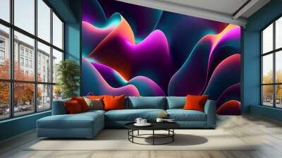 Generative AI, generative and AI background with wavy lines offers a whimsical and organic feel to any artwork. Its abstract and surreal nature can evoke various emotions and offer a memorable effect. Wall mural