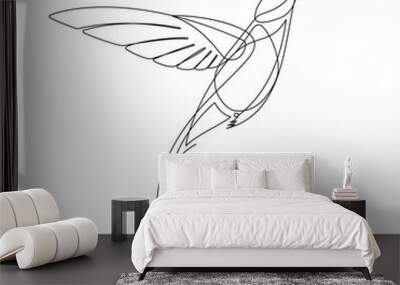 Humming Bird Continuous Line Vector Wall mural