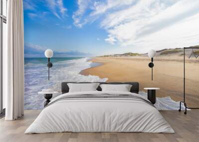 Ocean beach waves  and sand dunes Wall mural