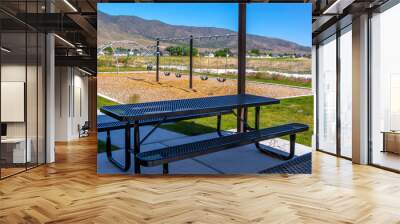 Picninc area and playground in sunny Utah Valley Wall mural