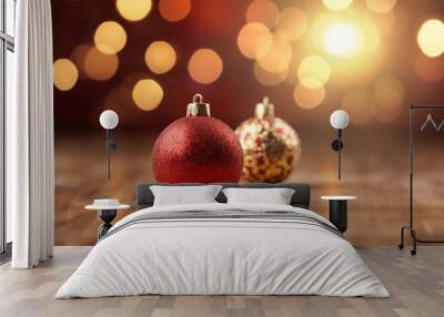 Red and gold Christmas ornaments Wall mural