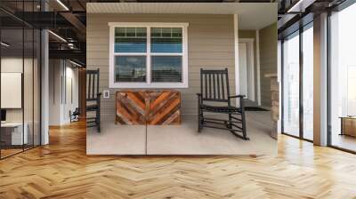 Square Two rocking chairs on a covered patio Wall mural