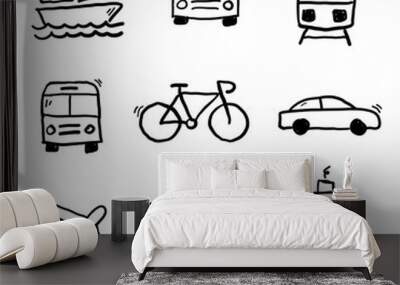 Transportation Doodles Collection Wall mural