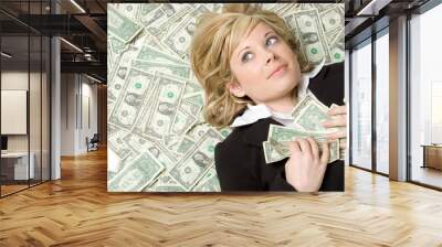 Woman in Cash Wall mural