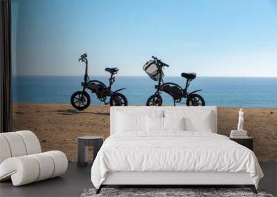 Two electric bikes against the view of the ocean at San Clemente, Orange County, California Wall mural