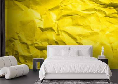 Wrinkled yellow paper background texture image Wall mural