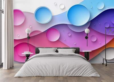 Abstract cool toned waves and circles background. Wall mural