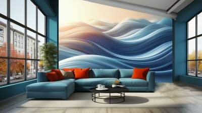 Abstract wavy background with soft flowing relaxing tranquil waves Wall mural