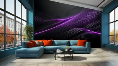 Dark grey background with purple glowing lines for social media post, business, advertising events Wall mural