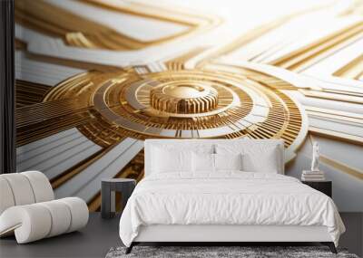 Gold and white abstract technology background Wall mural