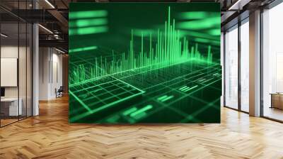 Green holographic business chart in a digital cyberspace Wall mural