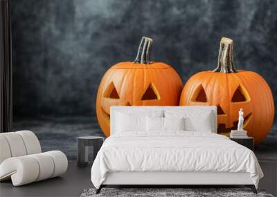 Halloween themed background featuring Jack-o-Lanterns with copy space Wall mural