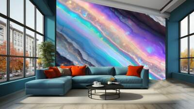 iridescent colorful opal stone texture background Wall mural