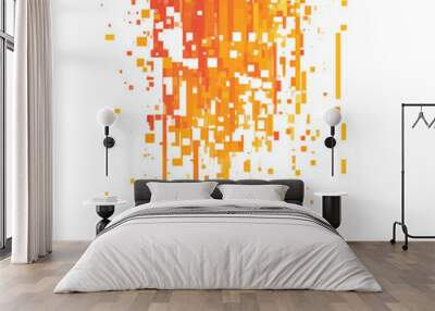 Orange colored flat digital pixel art modern design isolated on white Wall mural