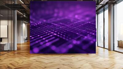 Purple digital networking, internet, cyber and business background Wall mural