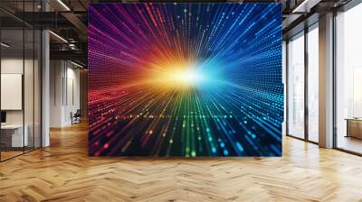 Rainbow digital networking, internet, cyber and business background Wall mural