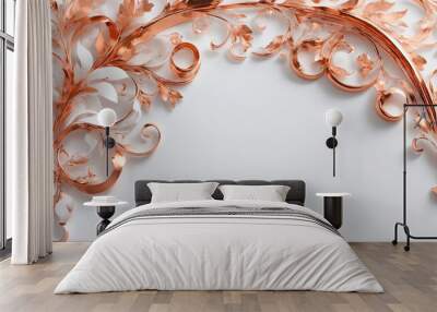 White paper background with Copper flourishes and copy space Wall mural