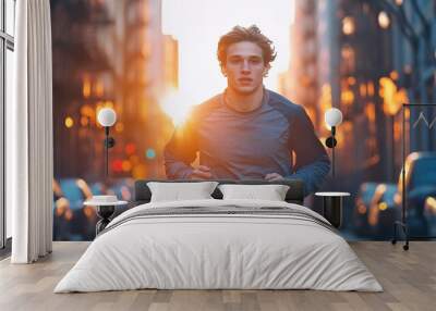 A young man runner Wall mural