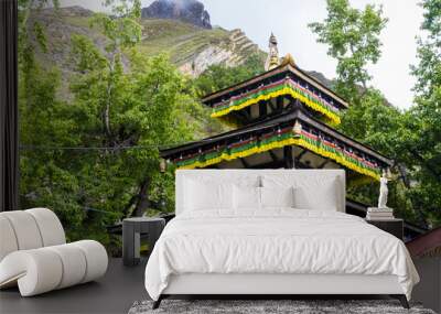 The holy temple of Muktinath in the HImalayas of Jomsom, Upper Mustang in Nepal Wall mural