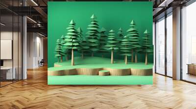 3D Illustration of Deforestation Catastrophe. Depicting Trees Cut and Burned to Emphasize the Dire Effects of Deforestation on Ecology, Environment, and Global Warming. Ideal for Earth Day Initiatives Wall mural