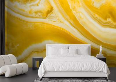 A yellow and white stone with a wavy pattern Wall mural