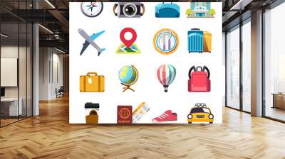 Colorful icon travel concept. Object element. Fresh day design. Happy funny trip. Wall mural