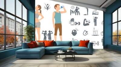 drinking water to keep the body healthy. simple self-awareness. best drink of physical fitness. Wall mural