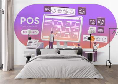 Restaurant management with P.O.S technology(Point of Sale System). Wall mural