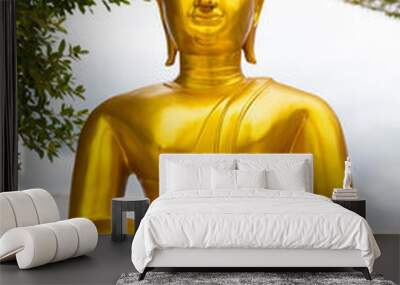 Gold painted Thai Buddha statues Wall mural