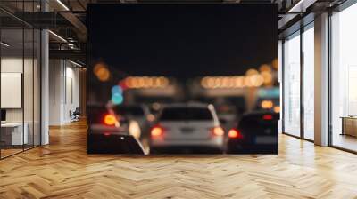 Traffic jam in the night city. Wall mural