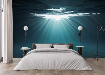 Underwater with blue sun light on blue background. Wall mural