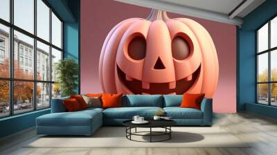 A pumpkin with a smiley face on it Wall mural