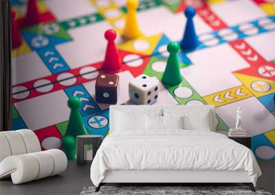 close up dice on board game using for business strategy concept Wall mural