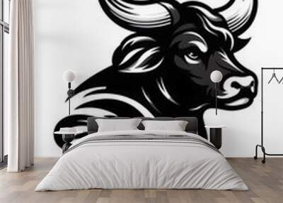 Bull isolated on white Wall mural