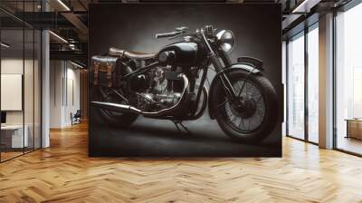 Classic motorcycle on a dark background Wall mural