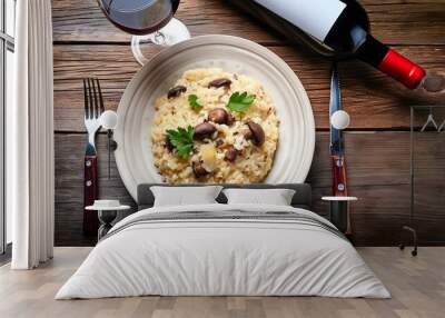 Delicious dish of risotto with red wine Wall mural