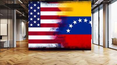 Flags of the USA and Venezuela Wall mural